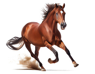 Brown horse on white background with clipping path. generative AI