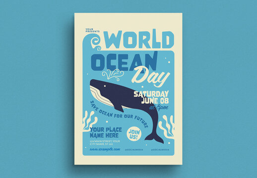Modern Retro World Ocean Event Flyer