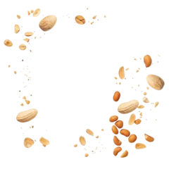 Fotobehang scatter peanut isolated on transparent background cutout , generative ai © Natural PNG