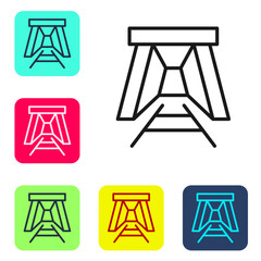 Black line Mine entrance icon isolated on white background. Set icons in color square buttons. Vector