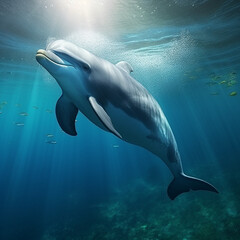 Dolphin underwater. Generative AI.