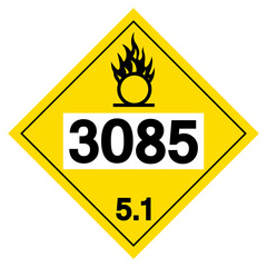 UN3085 Class 5.1 Oxidizing solid Symbol Sign, Vector Illustration, Isolate On White Background, Label .EPS10