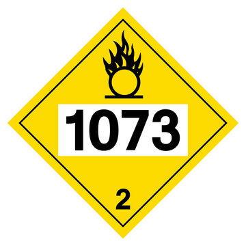 UN1073 Class 2 Oxygen Symbol Sign, Vector Illustration, Isolate On White Background, Label .EPS10