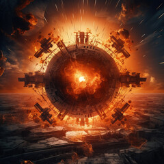 Nuclear fusion concept background. Generative AI. - obrazy, fototapety, plakaty