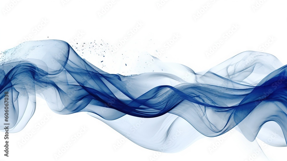 Aufkleber a blue wave of smoke on a white background with space for text or image to be used as a background o