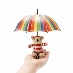 umbrella in hand with teddy bear generative ai