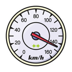 Speedometer vector icon.Color vector icon isolated on white background speedometer .