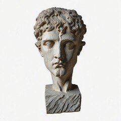 Fototapeta na wymiar Pattern ancient marble head of a Greek youth isolated, Generative Ai