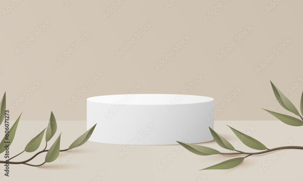 Aufkleber 3d background product display podium scene with leaf geometric platform. background vector 3d render