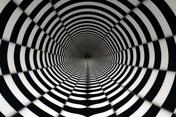 Close-up of Black and White Spiral Tunnel Design - AI Generative