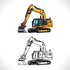 Excavator Vector Illustration Construction Logo Design