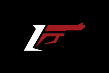 Letter LF, FL, L, F and Gun logo - icon design