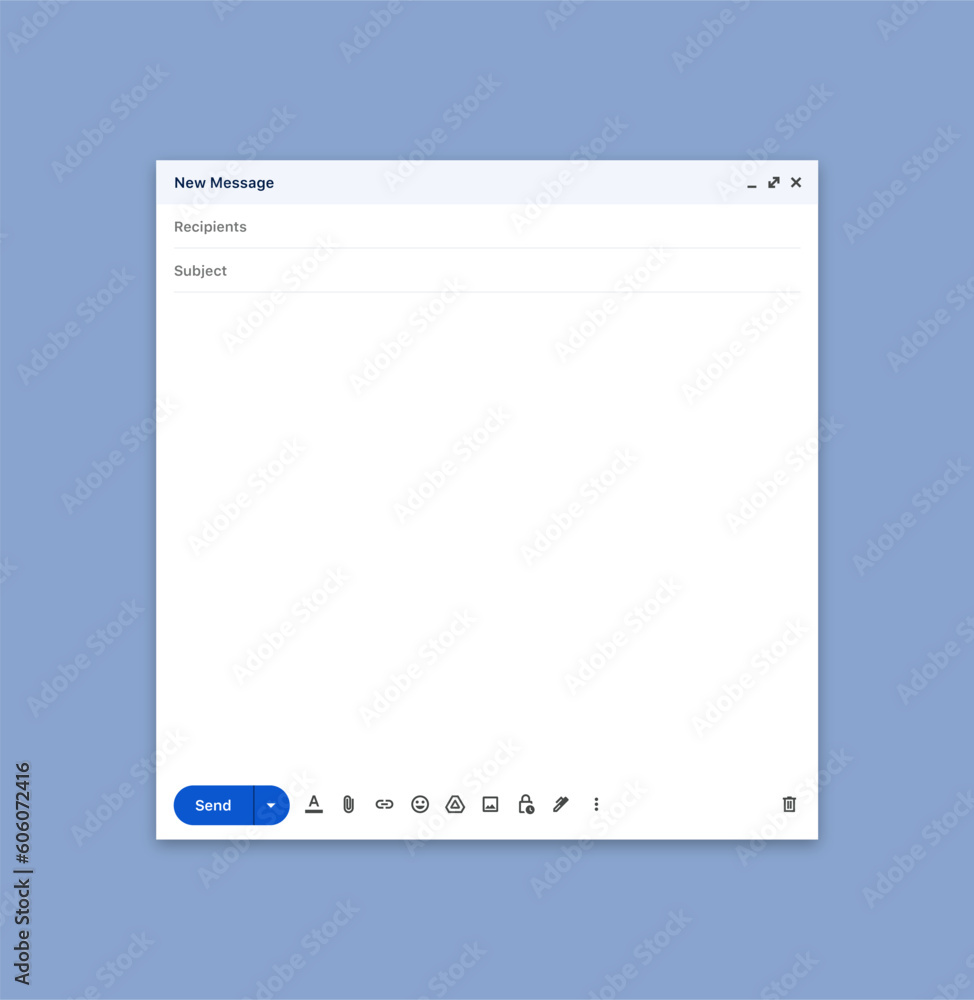 Poster Email mockup interface. Web mail window bar mock up template , new message interface screen - Website send mail page frame, email frame. email browser window template. Vector illustration