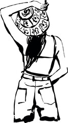 Vector black hand drawn illustration of a girl