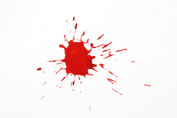 Blood splatters. Red blots of watercolor Realistic bloody splatters for Halloween Drop of blood concept.