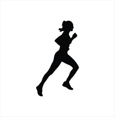 Fototapeta na wymiar A running lady silhouette vector art.