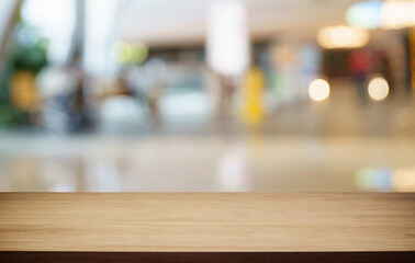 Empty wood table top and blur of out door garden background Empty wooden table space for text marketing promotion. blank wood table copy space for background