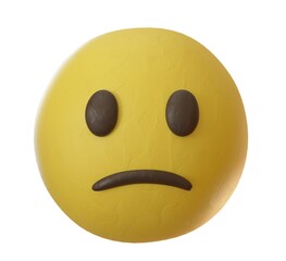 emoji dissatisfied isolated on white background. 3d rendering illustration. plasticine emoji in cute cartoon style