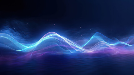 Luminous Momentum: Abstract Futuristic Background with Dynamic Blue Neon Waves and Bokeh Lights. Generative AI