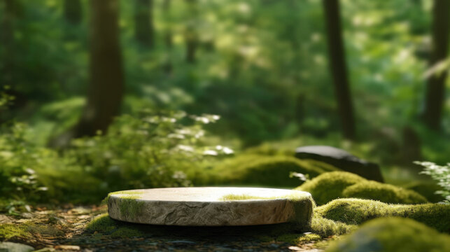 A Round Stone Table In The Jungle