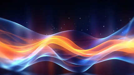 Neon Velocity: Abstract Futuristic Background with Dynamic Wave Lines and Bokeh Lights. Generative AI