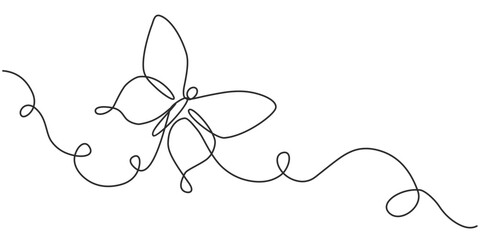 Butterfly line art style vector illustration, one line contious illustration of butterfly