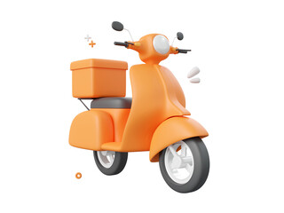 3d cartoon design illustration of Scooter delivery service.