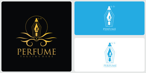 Simple and elegance Perfume logo design with modern style| premium vector