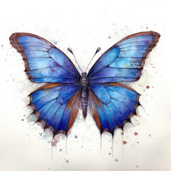 Blue butterfly isolated on a white background Generative AI