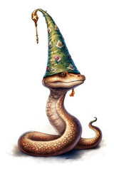Snake with hat cartoon character Generative AI