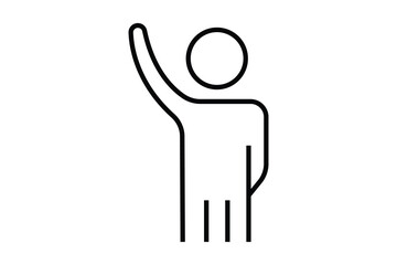 hand up icon. human icon lifting hand. icon related to answering or participating person educational or journalist. Line icon style design. Simple vector design editable. EPS 10 and SVG files