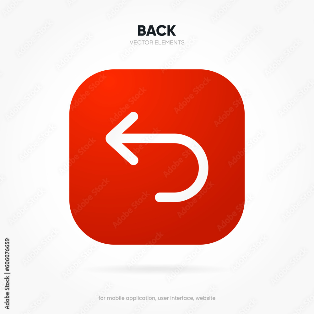 Poster Arrow back icon. Previous direction symbol. Icon arrow symbol. Left symbol. Returning arrow icon. Return icon. Go back sign.