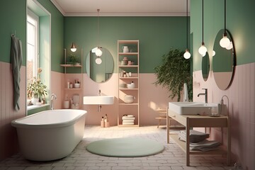 Obraz na płótnie Canvas Green bathroom, generative ai