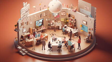 A modern marketing agency with a team brainstorming creative ideas and strategies Generative AI