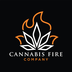 cannabis and fire logo template, cannabis and fire vector illustration, cannabis and fire logo elements