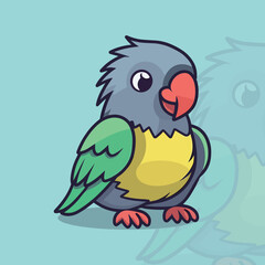 Cute parrots child cartoon vector illustration logo