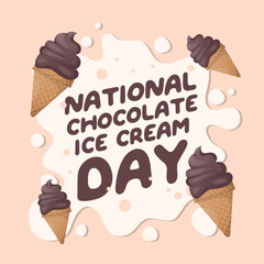 National Chocolate Ice Cream Day design template. chocolate ice cream vector design. chocolate illustration. flat ice cream design. 