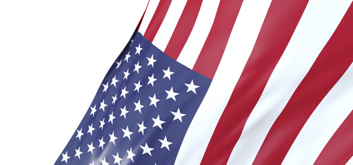 Fototapeta premium Proudly Flying: Vibrant 3D USA Flag Illustrates National Pride