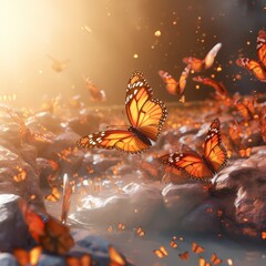 3d render of butterflies,Generative AI