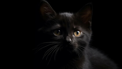 Cute feline kitten staring, playful and curious generated by AI