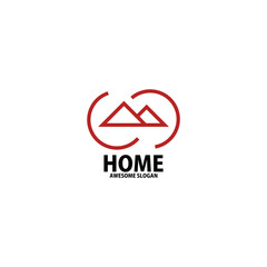 home with circle logo design line art