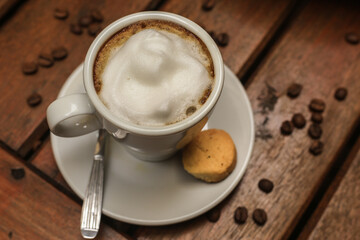 cup of cappuccino with cinnamon