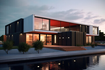 Container inspired modern home exterior