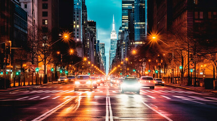 Fototapeta na wymiar Blurred background New York street. Generative AI