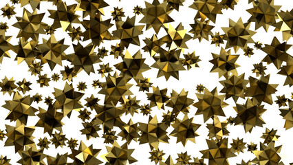 Twinkling Christmas Descent: Striking 3D Illustration Showcasing Falling Festive Twinkling Stars