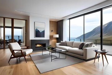 Living Room Decorated with Furniture in Seamless Harmony Blends with Natural Beauty, 