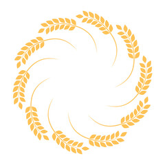 Wheat wreath circle frame. Bakery ear symbol. Vector illustration isolated on white.