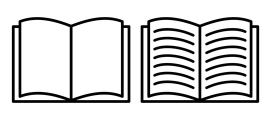 Open book line icon set. Education outline symbol group. Vector illustration isolated on white.