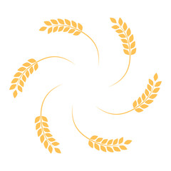 Wheat wreath circle frame. Bakery ear symbol. Vector illustration isolated on white.