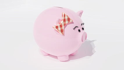 Pink piggy bank for dropping coin isolated on white background 3d Rendering